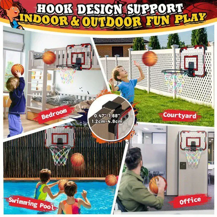 Mini aro de baloncesto LED con control remoto – Diversión deportiva en casa
