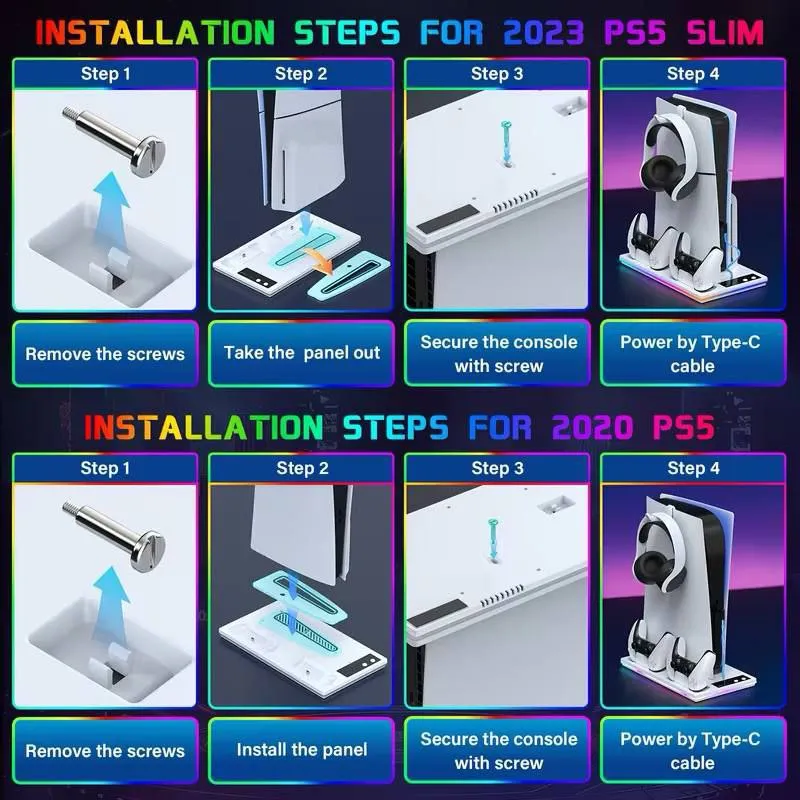 Base multifuncional con sistema de enfriamiento para PS5