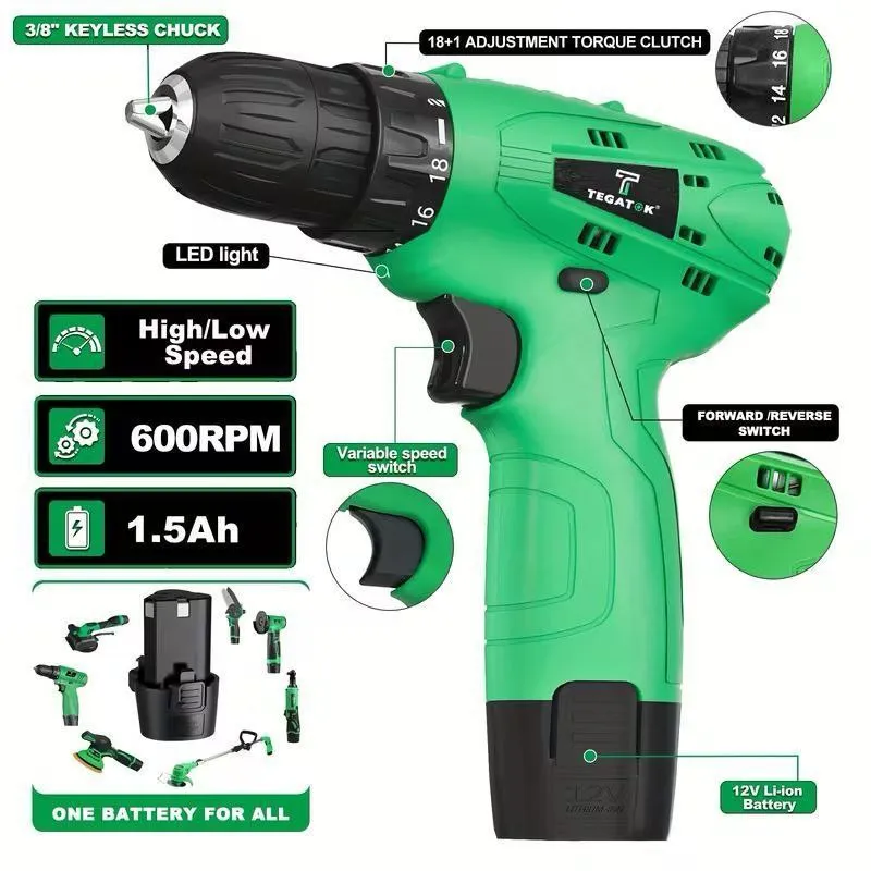 Taladro Inalámbrico 12V con Batería de Litio