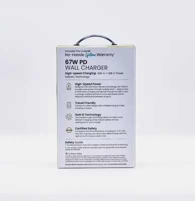 Cargador de Pared Quikcell 67W PD GaN (Multi-Puerto)