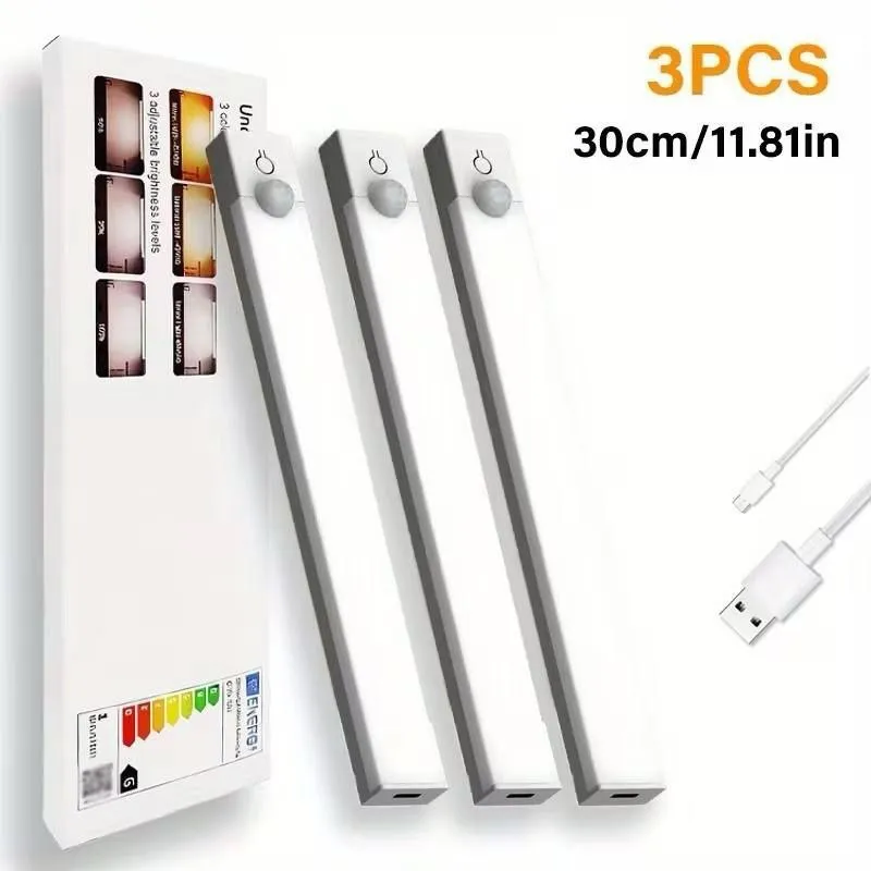 Set de 3 Luces LED USB Recargables con Base Magnética