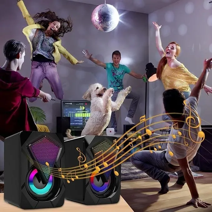 Altavoces para Computadora con Subwoofer, Luces RGB y Conexión USB