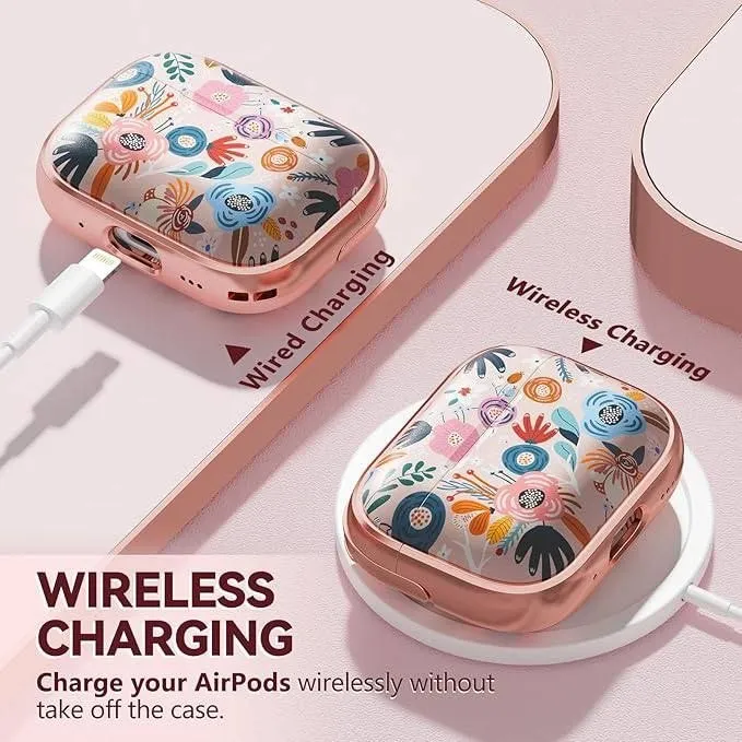 Funda floral para AirPods Pro 3 (2025) con soporte, llavero y kit de limpieza