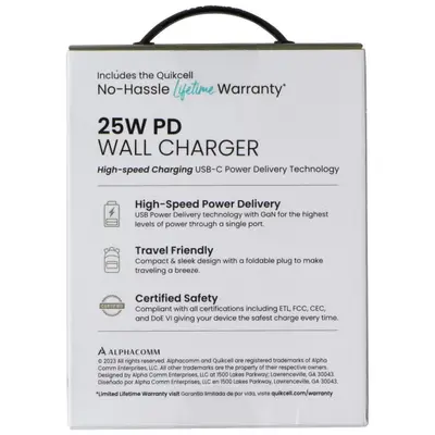 Cargador de Pared Quikcell 25W PD USB-C (GaN)