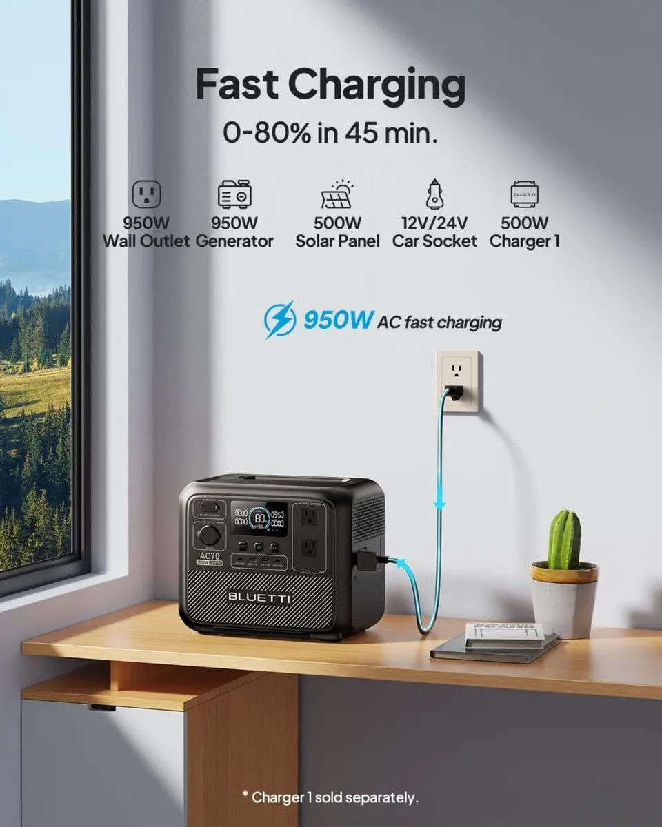 BLUETTI AC70 – Estación de Energía Portátil 768Wh