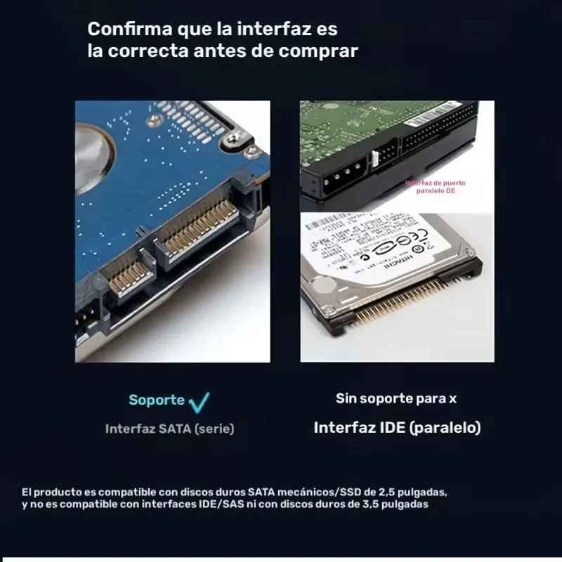 Cable Adaptador SATA a USB 3.0 / USB-C para HDD y SSD de 2.5"