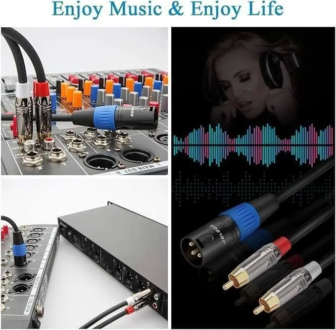 Cable Divisor en Y JOLGOO XLR Macho a 2 RCA Macho