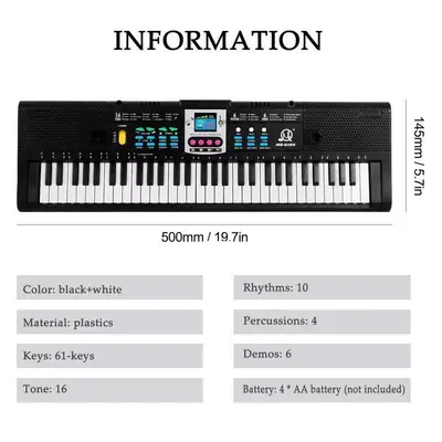 Teclado Electrónico Multifunción 61 Teclas con Micrófono