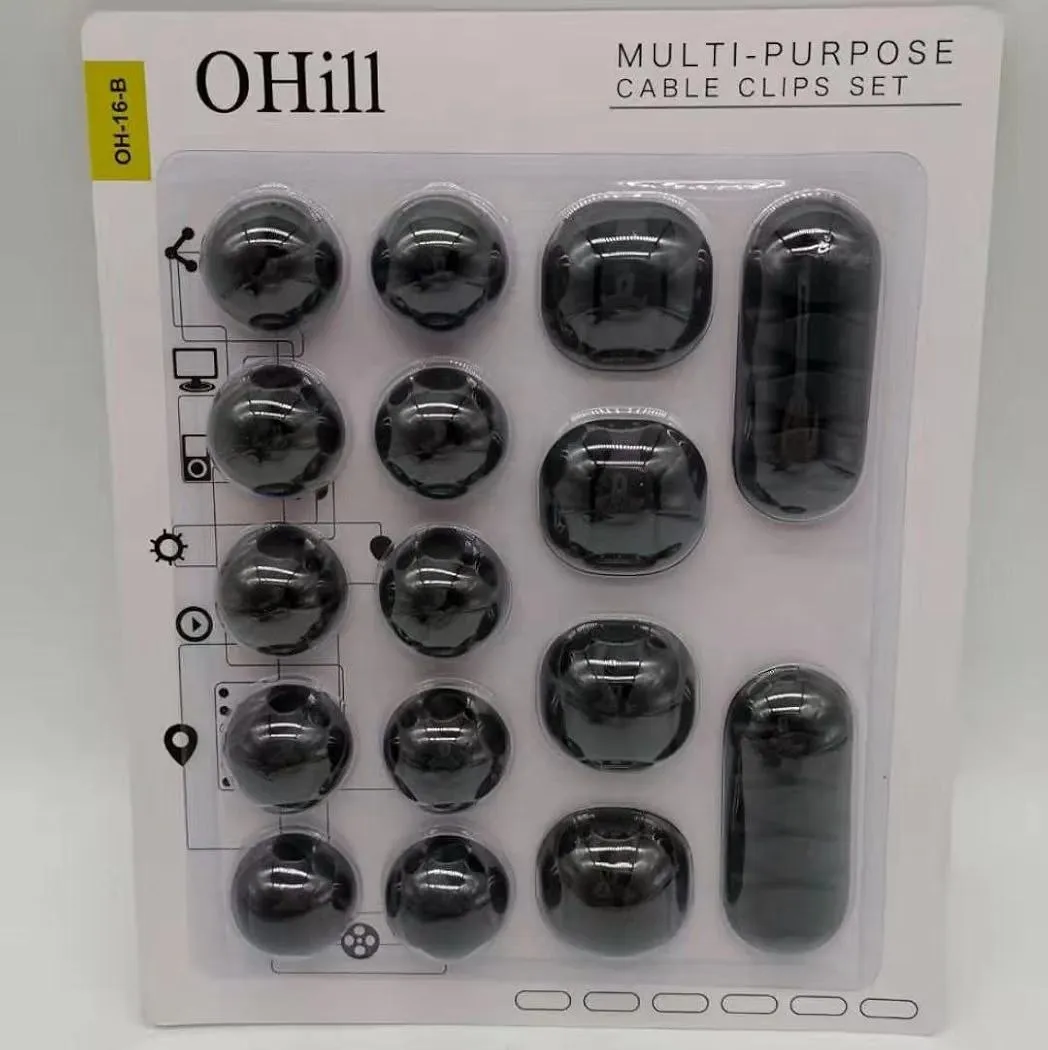 Organizador de Cables Adhesivo Escritorio (24 Clips)