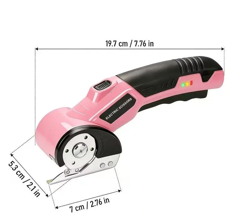 Tijeras Eléctricas Inalámbricas para Tela – Motor sin Escobillas (Rosado)