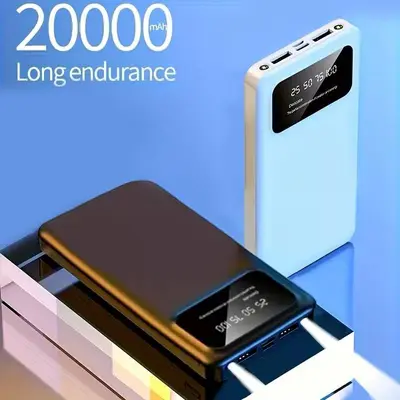 Power Bank 20000mAh con Pantalla LED – Color Negro