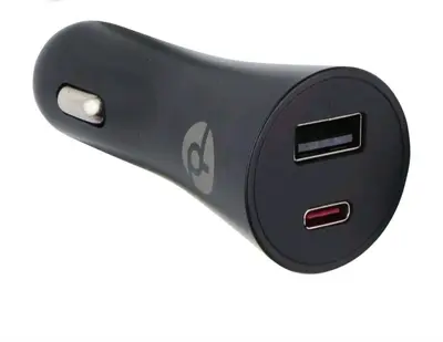 Cargador para Auto PowerLab 32W USB-C + USB-A con Power Delivery – Negro