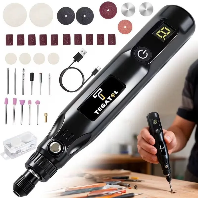 Kit de Herramienta Rotativa Inalámbrica con Pantalla LCD – Edición 2026 Negro