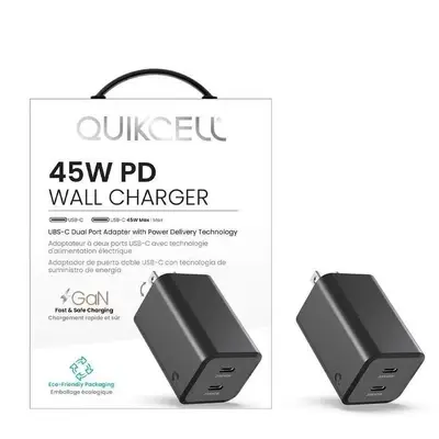 Cargador de Pared QUIKCELL 45W PD GaN – Dual USB-C