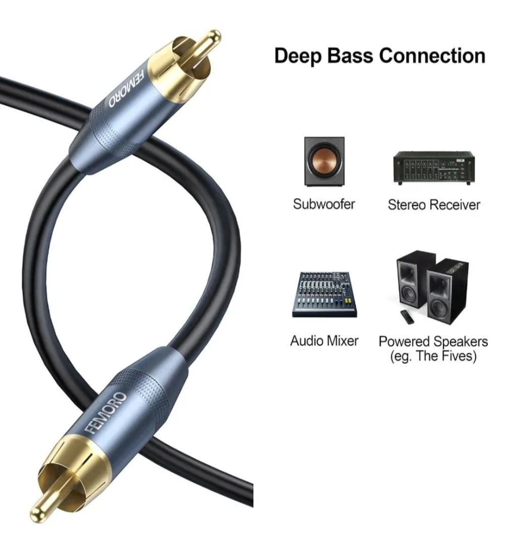 Cable para Subwoofer RCA 10 ft (3 metros) – Coaxial Blindado