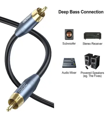 Cable para Subwoofer RCA 10 ft (3 metros) – Coaxial Blindado