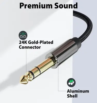 Cable de Audio Estéreo 3.5 mm a 1/4" – 10 ft