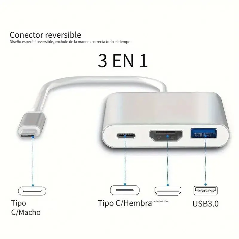 Adaptador multipuerto 3 en 1